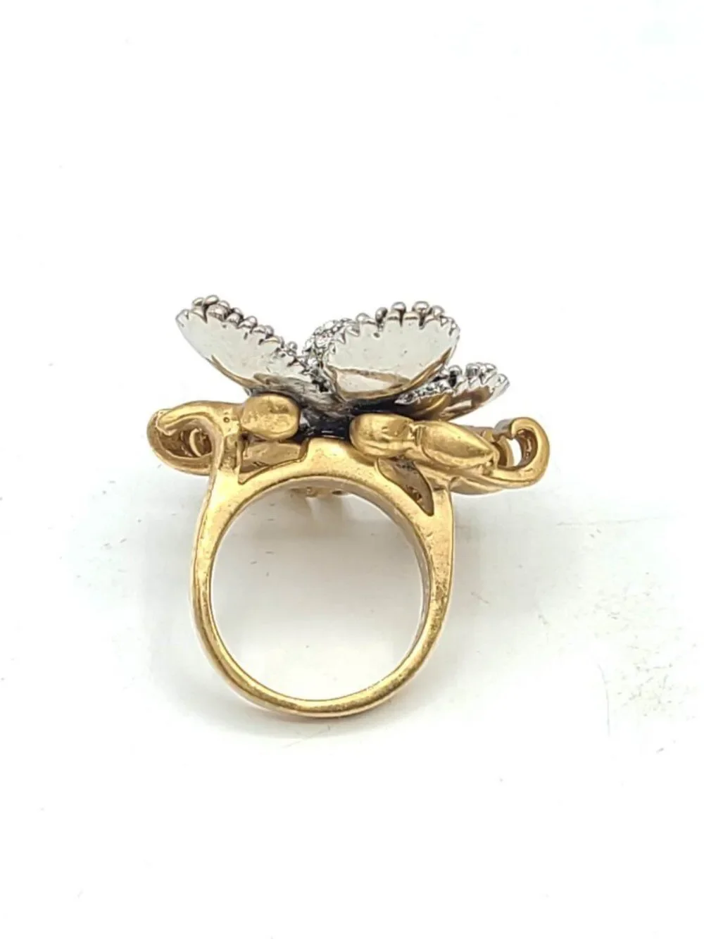 J Crew Gold Tone Pave Crystal Ring size 7